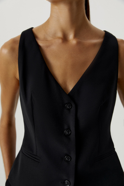 Жилет классический однобортный (черный) (S)