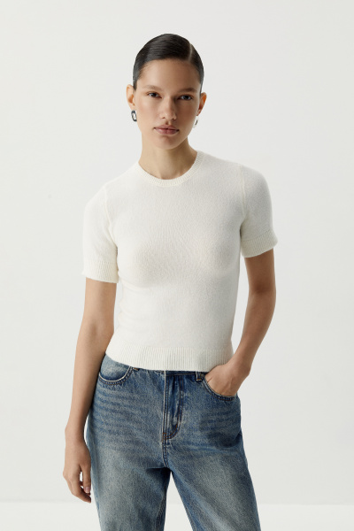 Футболка вязаная базовая (молочный) (L) 