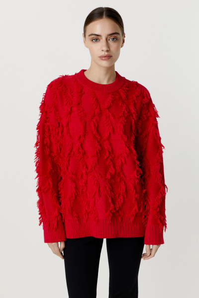 Джемпер с орнаментом из бахромы (алый) (M/L)