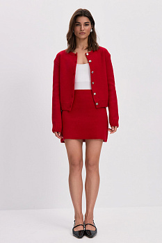 Юбка мини вязаная (красный)