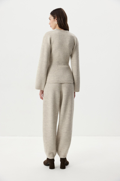 Брюки O-силуэта с шерстью (светло-бежевый меланж) (one size) 