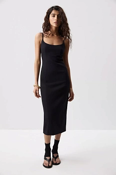 Платье макси на бретелях (Черный)