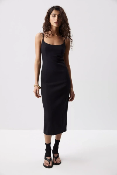 Платье макси на бретелях (Черный) (S) 