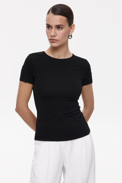 Футболка с коротким рукавом из вискозы (черный) (L) 