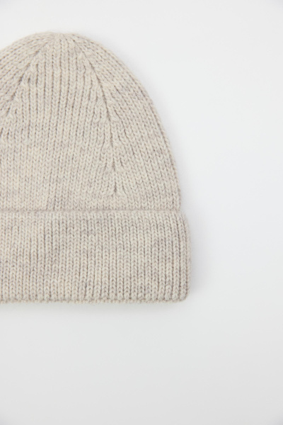 Шапка бини из шерсти  (светло-бежевый меланж) (one size) 