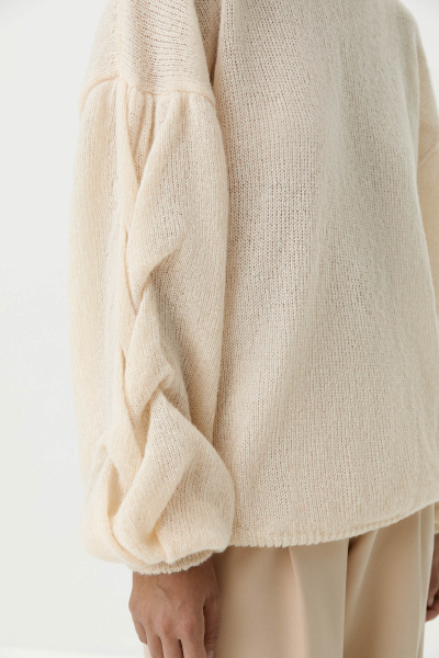 Джемпер оверсайз с косами по рукавам (кремовый) (M/L) 