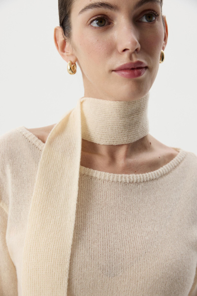 Лонгслив с шарфом (Кремовый) (S) 