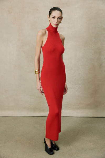 Платье-халтер макси (Красный) (M) 