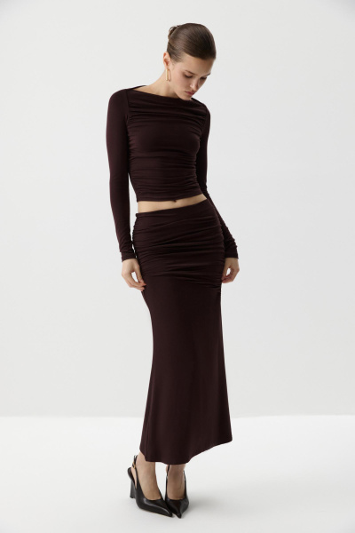 Юбка-годе из вискозы (Шоколадный) (S) 