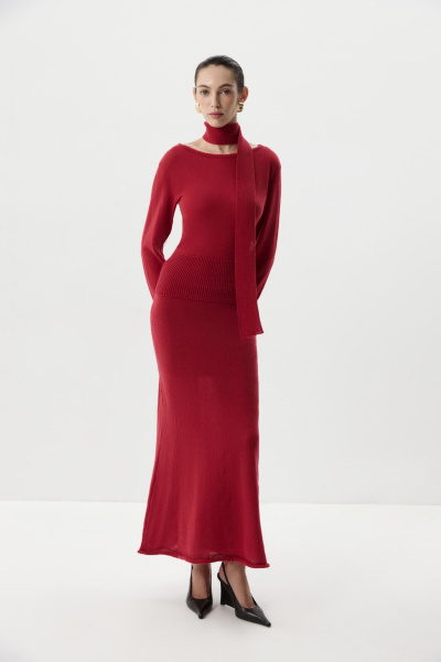 Лонгслив с шарфом (Винный) (M) 