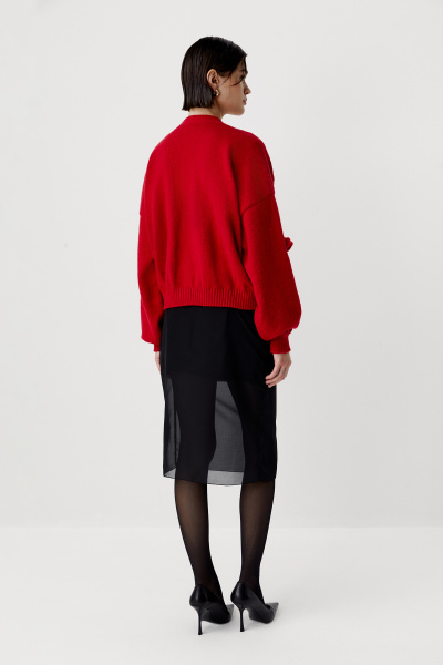 Кардиган с декоративными розами (красный) (M/L) 