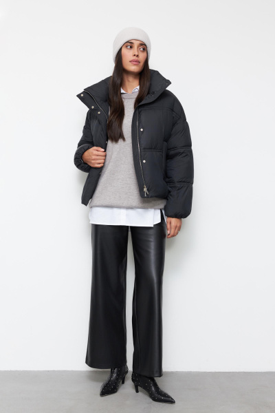 Куртка укороченная утепленная/ Women's short padded jacket (XS, черный/black)