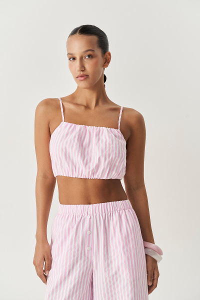 Блузка типа "топ" на бретелях в полоску (розовый) (M) 