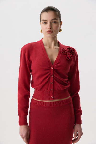 Кардиган с декоративной сборкой (винный) (M) 