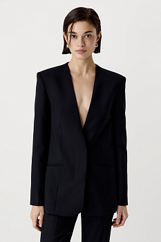 Пиджак прямой без лацканов (черный)