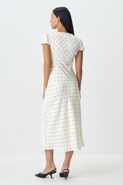 Платье из сатина в горох (ванильный) (XS)