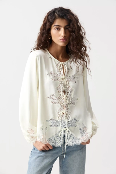 Блуза с кружевной отделкой (Молочный) (M/L) 