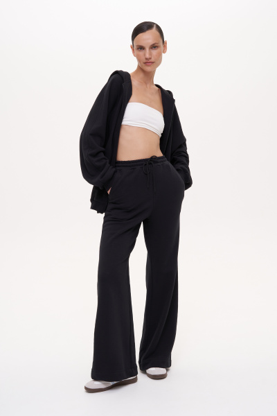 Брюки широкие трикотажные (M/L, черный) 2159