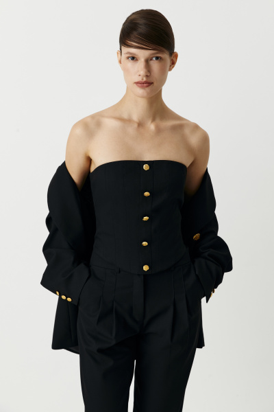 Топ-корсет с декоративными пуговицами (черный) (XS) 