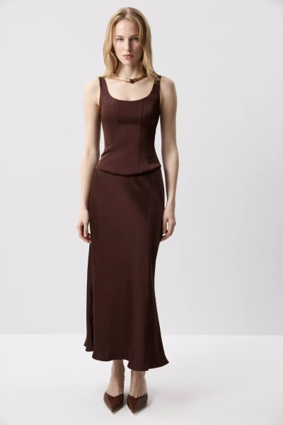 Юбка годе из сатина (Шоколадный) (M)