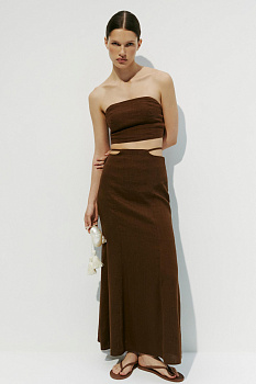 Юбка годе с рельефами  (коричневый)