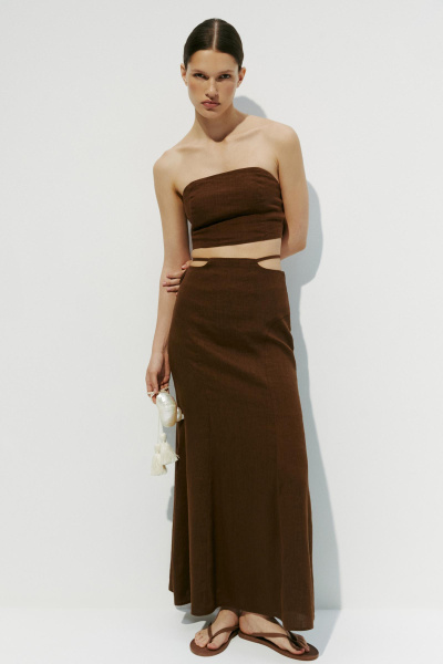 Юбка годе с рельефами  (коричневый) (L) 
