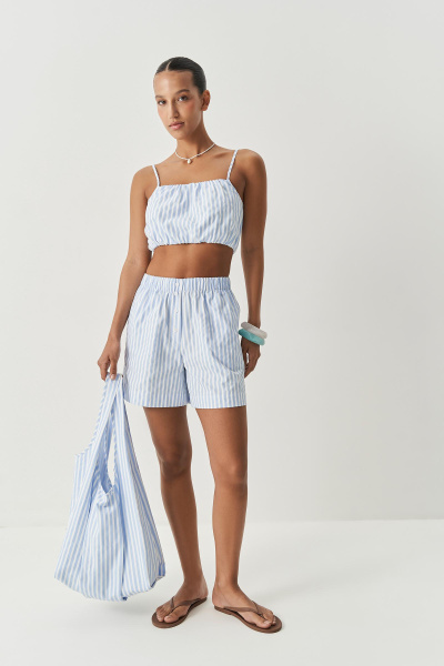 Блузка типа "топ" на бретелях в полоску (голубой) (M) 