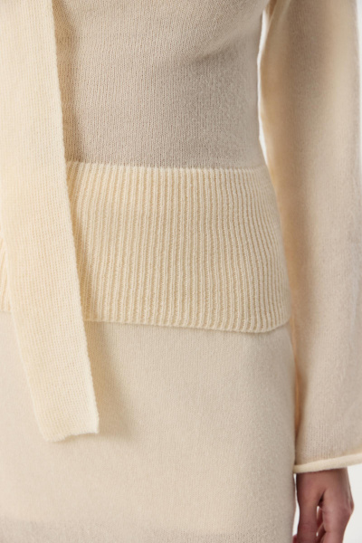 Лонгслив с шарфом (Кремовый) (S) 