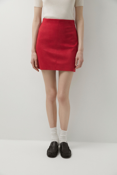 Юбка мини из замши (красный) (M) 