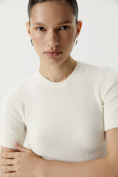 Футболка вязаная базовая (молочный) (L) 