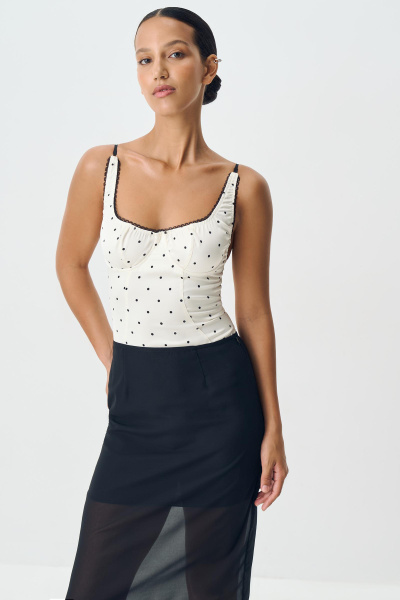 Боди из сатина в горох (ванильный) (L) 