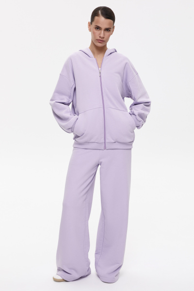 Худи на молнии с необработанными швами (M/L, лавандовый) 2547