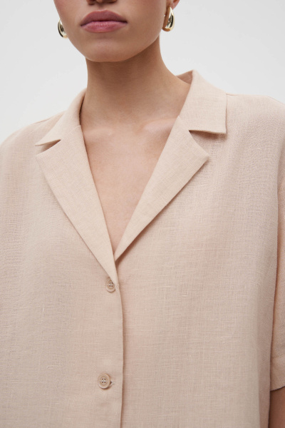 Рубашка с коротким рукавом изо льна (M/L, бежевый) 2183