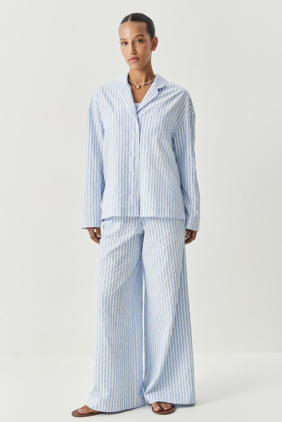 Брюки полоска с гульфиком (голубой) (XS)