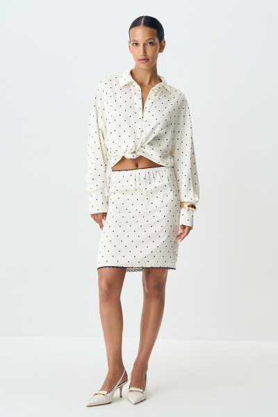 Юбка из сатина в горох (ванильный) (M) 