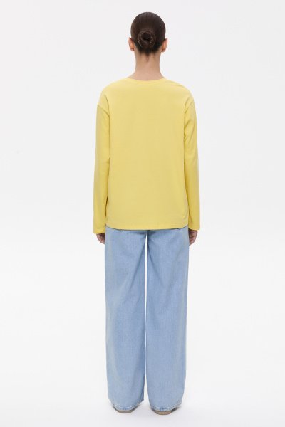 Лонгслив базовый из хлопка (M/L, лимонный) 