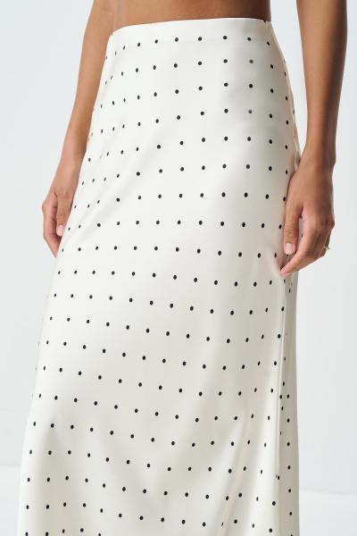 Юбка миди из сатина в горох (ванильный) (S)