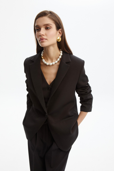 Пиджак прямой со шлицей (S, черный) 2159