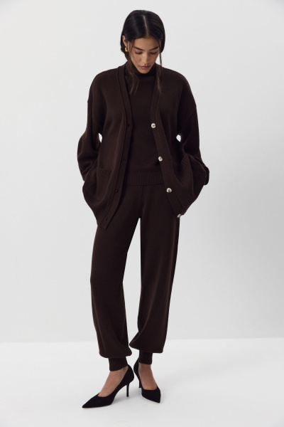 Брюки - джоггеры вязаные с шерстью (шоколадный) (M) 