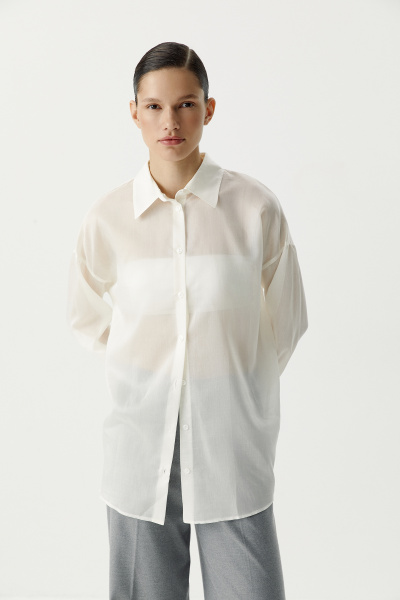 Блуза из полупрозрачной ткани (молочный) (XS/S) 