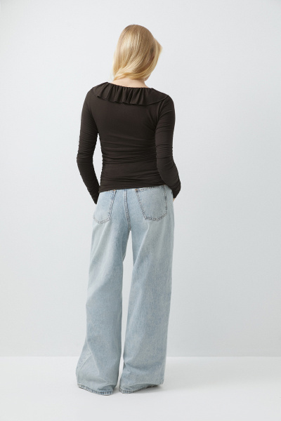 Лонгслив с рюшами (коричневый) (M)