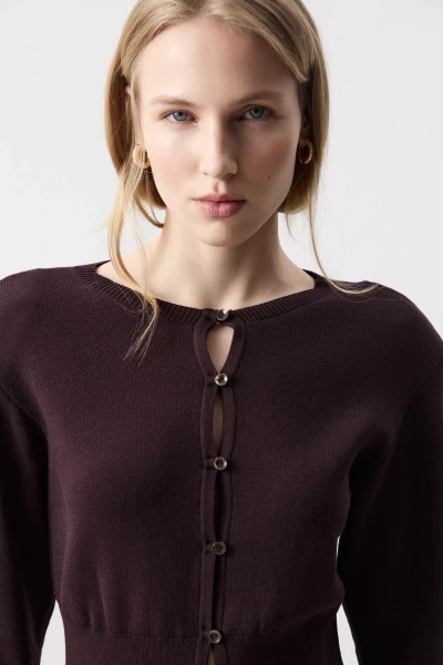 Кардиган с акцентными плечами (Шоколадный) (M/L) 