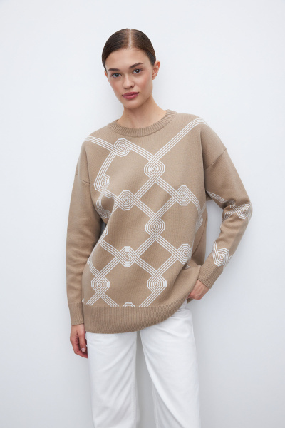 Свитер из хлопка pattern CHARMSTORE (one size, бежевый-молоко) 2188