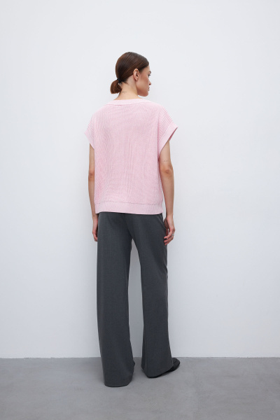 Вязаный жилет на пуговицах (one size, розовый меланж)