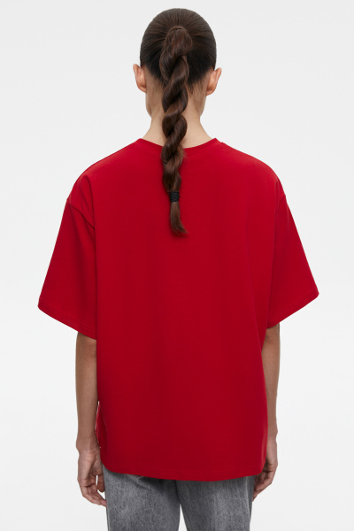 Футболка оверсайз со стразами Rose (M/L, алый) 2202