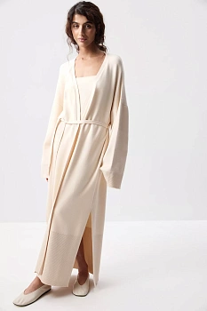 Кардиган макси вязаный (Ванильный)