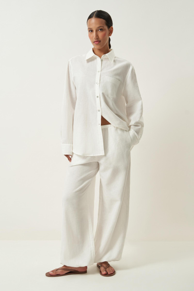 Рубашка изо льна (молочный) (XS/S)
