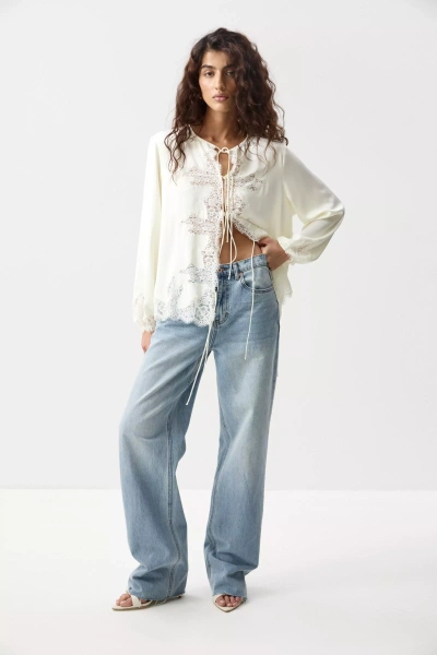 Джинсы с необработанным низом (винтажный голубой) (S) 