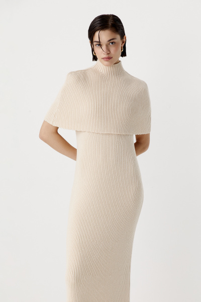 Платье вязаное с кейпом (бежевый) (XS/S) 