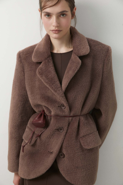 Пиджак оверсайз из ворсовой ткани (коричневый) (XS/S) 